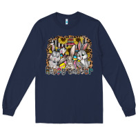 Navy Happy Easter Long Sleeve Tee - CowhideDigitalArt