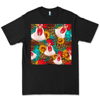 Black western  chicken with sunflowers seamless pattern Premium Tee - FaDigitalArtStudio