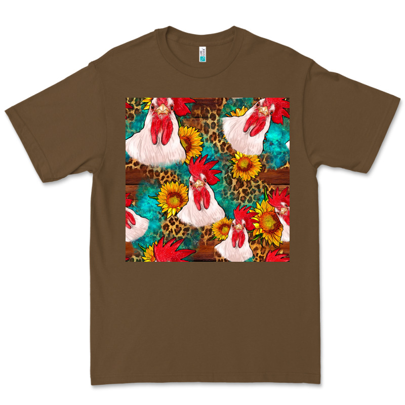 Western  Chicken With Sunflowers Seamless Pattern Premium Tee by FaDigitalArtStudio | Teevron