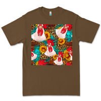 Cacao western  chicken with sunflowers seamless pattern Premium Tee - FaDigitalArtStudio