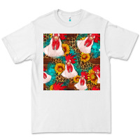 White western  chicken with sunflowers seamless pattern Premium Tee - FaDigitalArtStudio