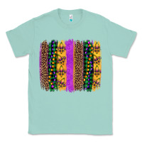 Seafoam mardi gras fleur de lis and beads brush stroke Classic Tee - Artiststas