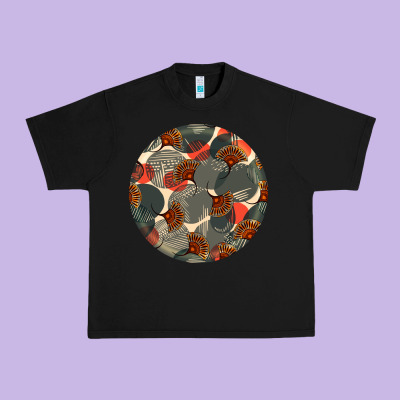 African Fabric Pattern Round Earrings 5 Urban Heavy Tee Designed By Bundleandbundleshop