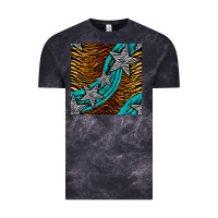 Cloud Black tiger turquoise glitter and stars seamless pattern Vintage Tee - BundleAndBundleShop
