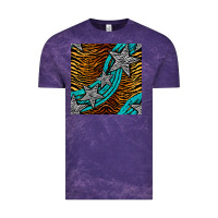 Cloud Purple tiger turquoise glitter and stars seamless pattern Vintage Tee - BundleAndBundleShop