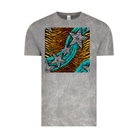 Tiger Turquoise Glitter And Stars Seamless Pattern Vintage Tee | Teevron