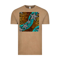 Vintage Coffee tiger turquoise glitter and stars seamless pattern Vintage Tee - BundleAndBundleShop