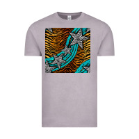 Vintage Zinc tiger turquoise glitter and stars seamless pattern Vintage Tee - BundleAndBundleShop