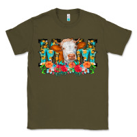 Army Green Mom Cow Flowers Classic Tee - CowCowDesign