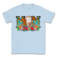 Dusty Blue Mom Cow Flowers Classic Tee - CowCowDesign
