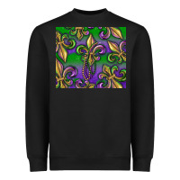 Black Mardi Gras Fleur De Lis Heavyweight Sweatshirt - RanaPortraitStore