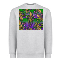 Heather Grey Mardi Gras Fleur De Lis Heavyweight Sweatshirt - RanaPortraitStore