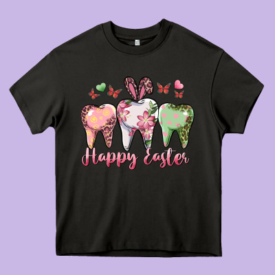 Happy Easter Dental Heavy Core Tee Designed By Ranaportraitstore
