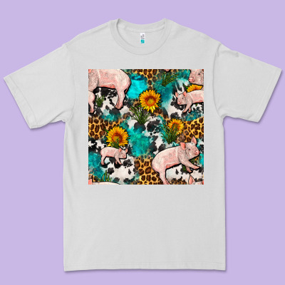 American Yorkshire Pig Seamless Pattern Premium Tee Designed By Fadigitalartstudio