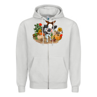 Dove Grey Fall baby cow Zipper Hoodie - RanaPortraitStore