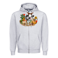 Heather Grey Fall baby cow Zipper Hoodie - RanaPortraitStore