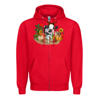 Red Fall baby cow Zipper Hoodie - RanaPortraitStore