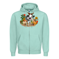 Seafoam Fall baby cow Zipper Hoodie - RanaPortraitStore