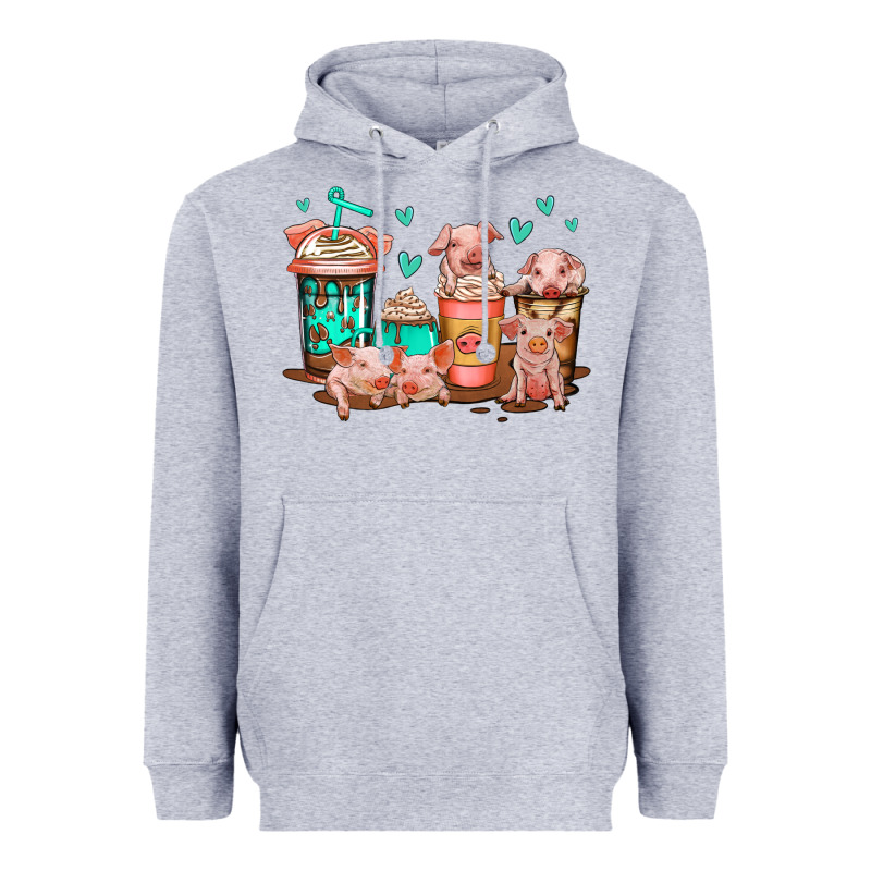 Cute Pigs Coffee Heavyweight Hoodie by Jasminsmagicworld | Teevron