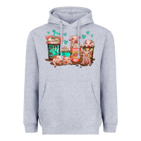 Heather Grey cute pigs coffee Heavyweight Hoodie - Jasminsmagicworld