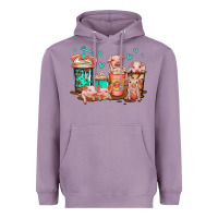 Lavender cute pigs coffee Heavyweight Hoodie - Jasminsmagicworld