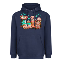 Navy cute pigs coffee Heavyweight Hoodie - Jasminsmagicworld