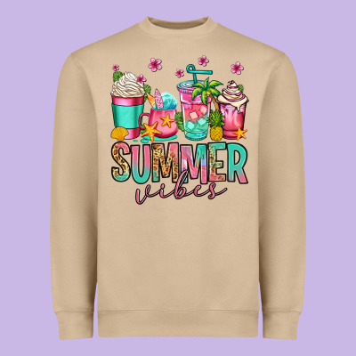Summer Vibes Coffee Cups Heavyweight Sweatshirt Designed By Jasminsmagicworld