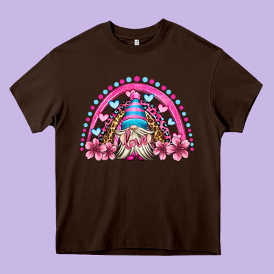 Valentine's Day Rainbow Gnome Olivia Heavy Core Tee Designed By Oliviacreatesart