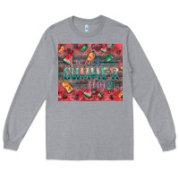 Heather Grey summer vibes Long Sleeve Tee - CowhideDigitalArt