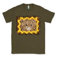 Army Green Baby Cow Leopard Sunflowers Classic Tee - CowCowDesign