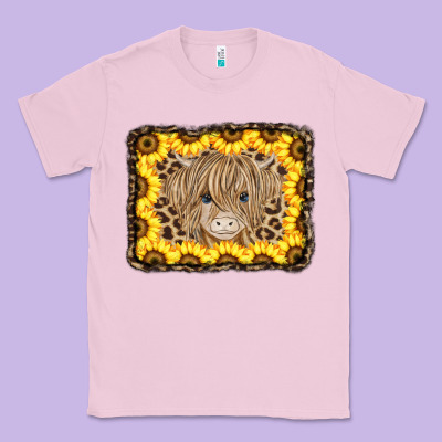 Baby Cow Leopard Sunflowers Classic Tee Designed By Cowcowdesign