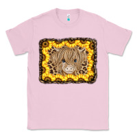 Bubblegum Pink Baby Cow Leopard Sunflowers Classic Tee - CowCowDesign