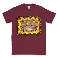 Burgundy Baby Cow Leopard Sunflowers Classic Tee - CowCowDesign