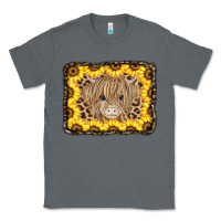 Charcoal Heather Baby Cow Leopard Sunflowers Classic Tee - CowCowDesign