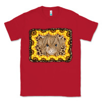 Red Baby Cow Leopard Sunflowers Classic Tee - CowCowDesign