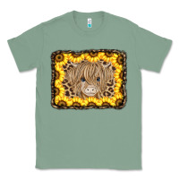 Sage Baby Cow Leopard Sunflowers Classic Tee - CowCowDesign