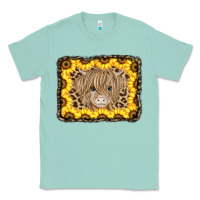 Seafoam Baby Cow Leopard Sunflowers Classic Tee - CowCowDesign