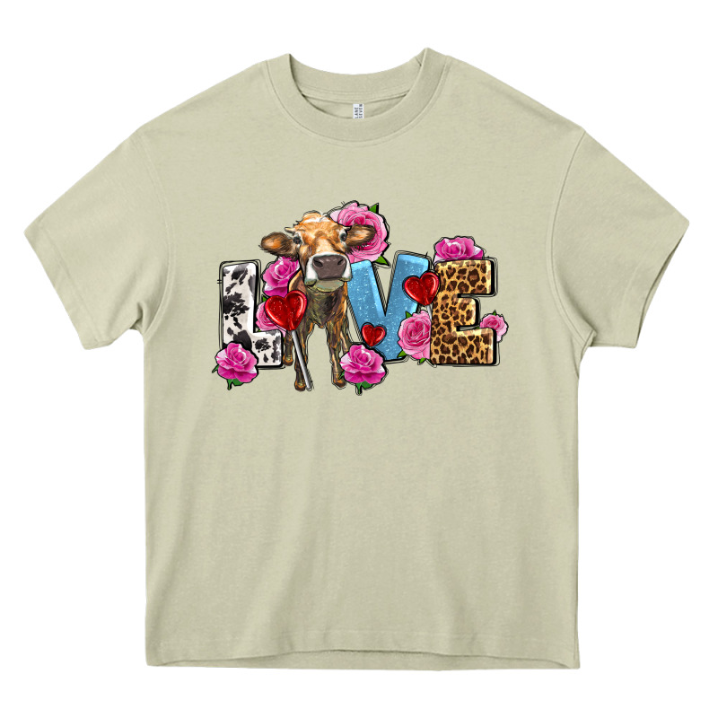 Love With Cow Olivia Heavy Core Tee by OliviaCreatesArt | Teevron
