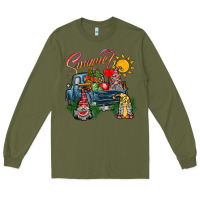 Army Green summer gnomes  truck Long Sleeve Tee - CowhideDigitalArt