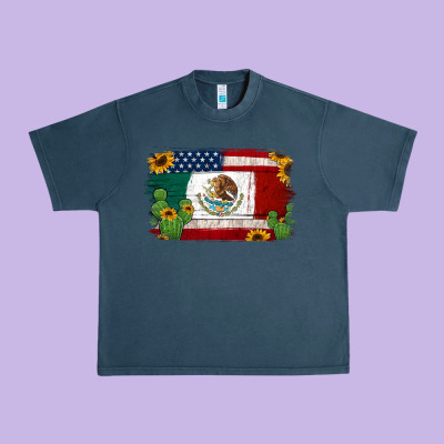 Mexican American Flag Background Urban Heavy Tee Designed By Jasminsmagicworld