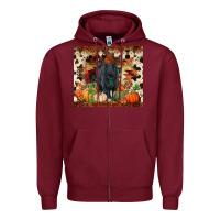 Burgundy Fall black angus Zipper Hoodie - RanaPortraitStore