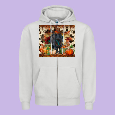 Fall Black Angus Zipper Hoodie Designed By Ranaportraitstore