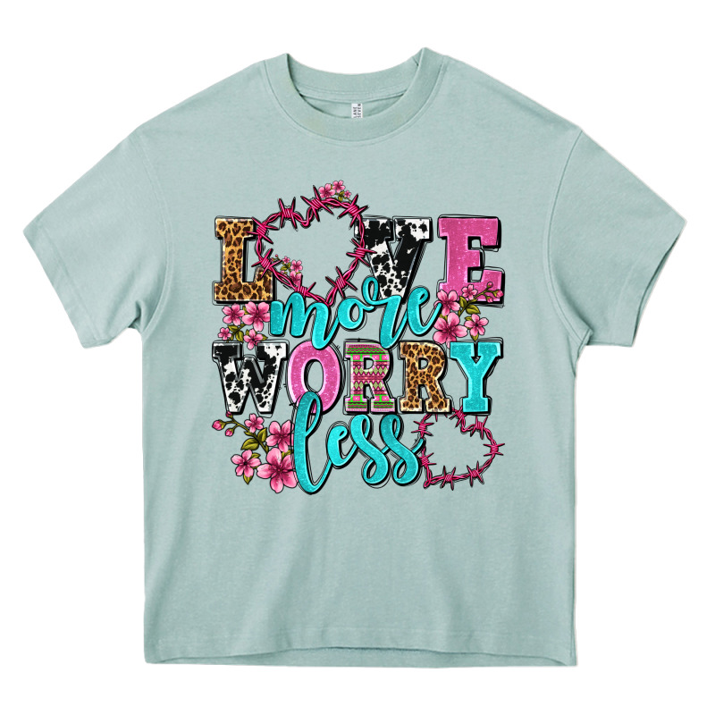 Love More Worry Less Olivia Heavy Core Tee by OliviaCreatesArt | Teevron