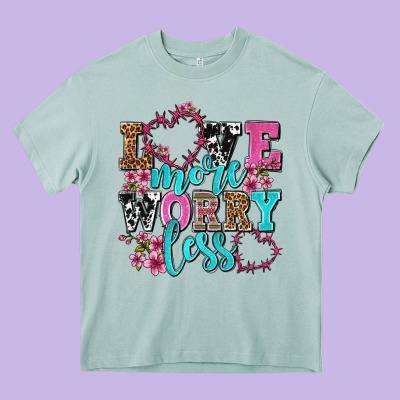 Love More Worry Less Olivia Heavy Core Tee Designed By Oliviacreatesart