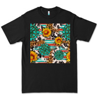 Black gemstone sunflower cowhide leopard seamles pattern Premium Tee - FaDigitalArtStudio