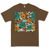 Cacao gemstone sunflower cowhide leopard seamles pattern Premium Tee - FaDigitalArtStudio