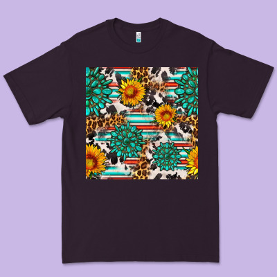 Gemstone Sunflower Cowhide Leopard Seamles Pattern Premium Tee Designed By Fadigitalartstudio
