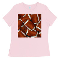 Bubblegum Pink american football seamless pattern Ladies Tee - BundleAndBundleShop