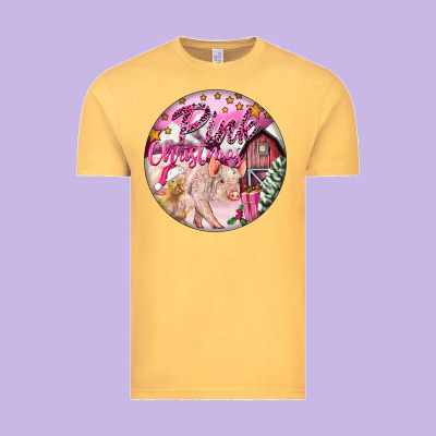 Pink Christmas Pig Vintage Tee Designed By Fadigitalartstudio