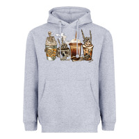Heather Grey skeleton coffee Heavyweight Hoodie - Jasminsmagicworld